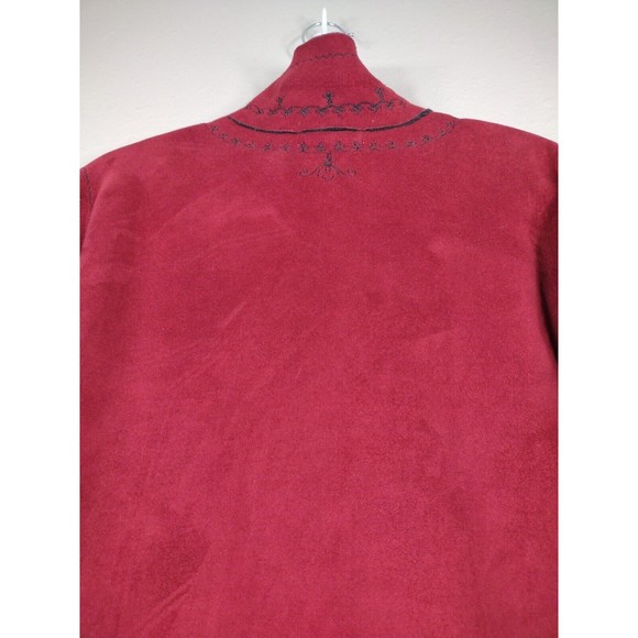 Velvet Faux Leather Jacket Women's Size XL Full Zipper Two Tones Embroid… - Picture 12 of 12